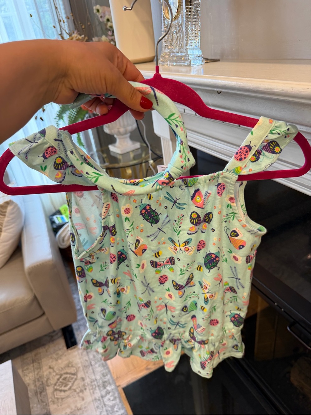 Gymboree Mint Green Butterfly & Ladybug Print Tank with matching headband